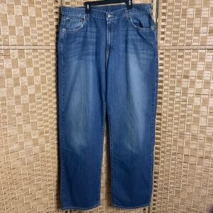Lucky Brand Men’s Dungarees Size 36 Loose Fit Blue Denim Jeans